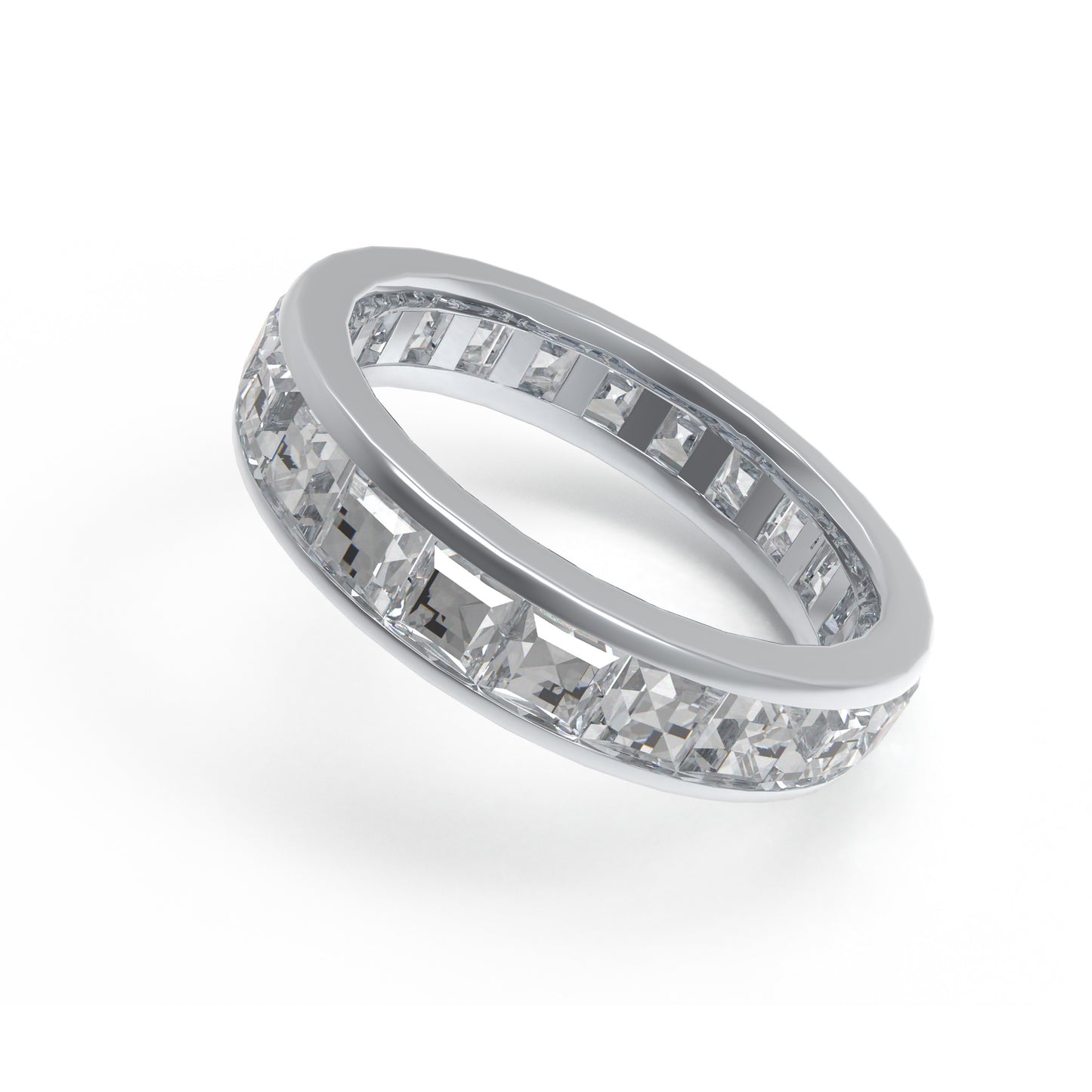 Ophelia Eternity 2ct Square Moissanite Eternity Ring, Sterling Silver, D-E VS1 Lab Created, Engagement Anniversary Gift