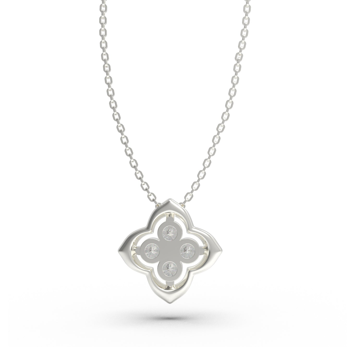 0.4ct Lab Grown Diamond Clover Pendant Necklace, 18K White Gold, Song Dynasty Aesthetics Inspired, Elegant Women’s Jewelry Gift for Her, Mom, Sister, Wife, Client