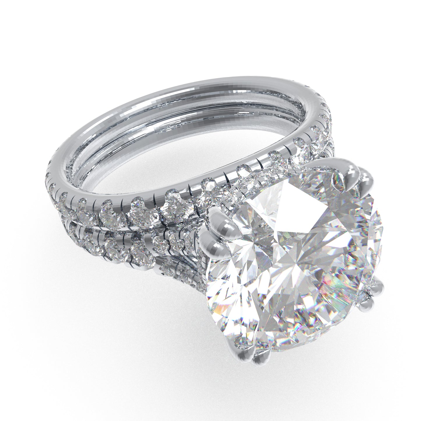 5ct VS1 Lab Diamond 950 Platinum Engagement Ring & Curved Wedding Band Set
