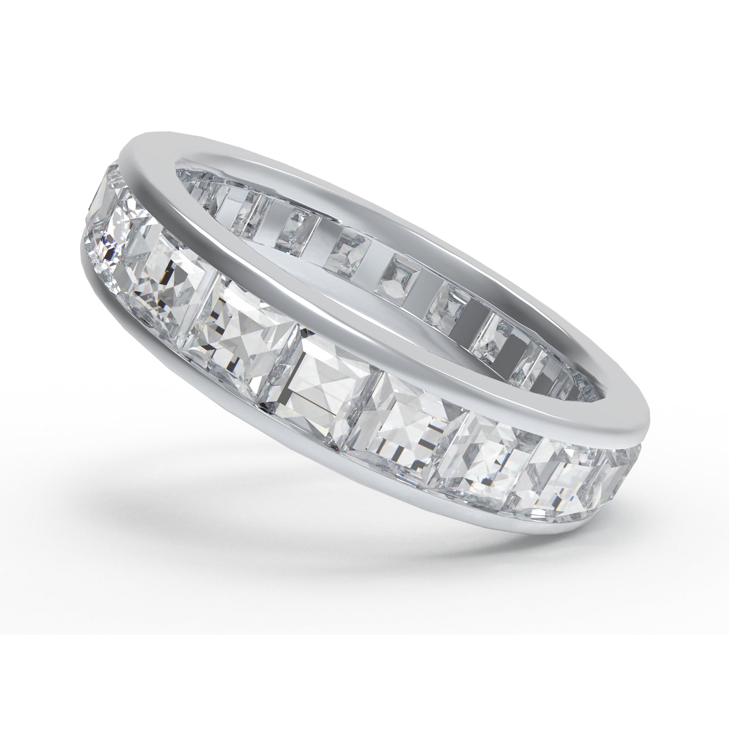 Ophelia Eternity 2ct Square Moissanite Eternity Ring, Sterling Silver, D-E VS1 Lab Created, Engagement Anniversary Gift