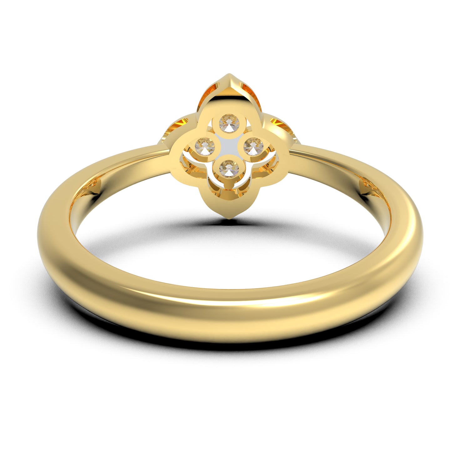 10K/14K Yellow Gold Clover Lab-Grown Diamond Ring, 0.2 CTW, Song Dynasty Inspired Promise Ring