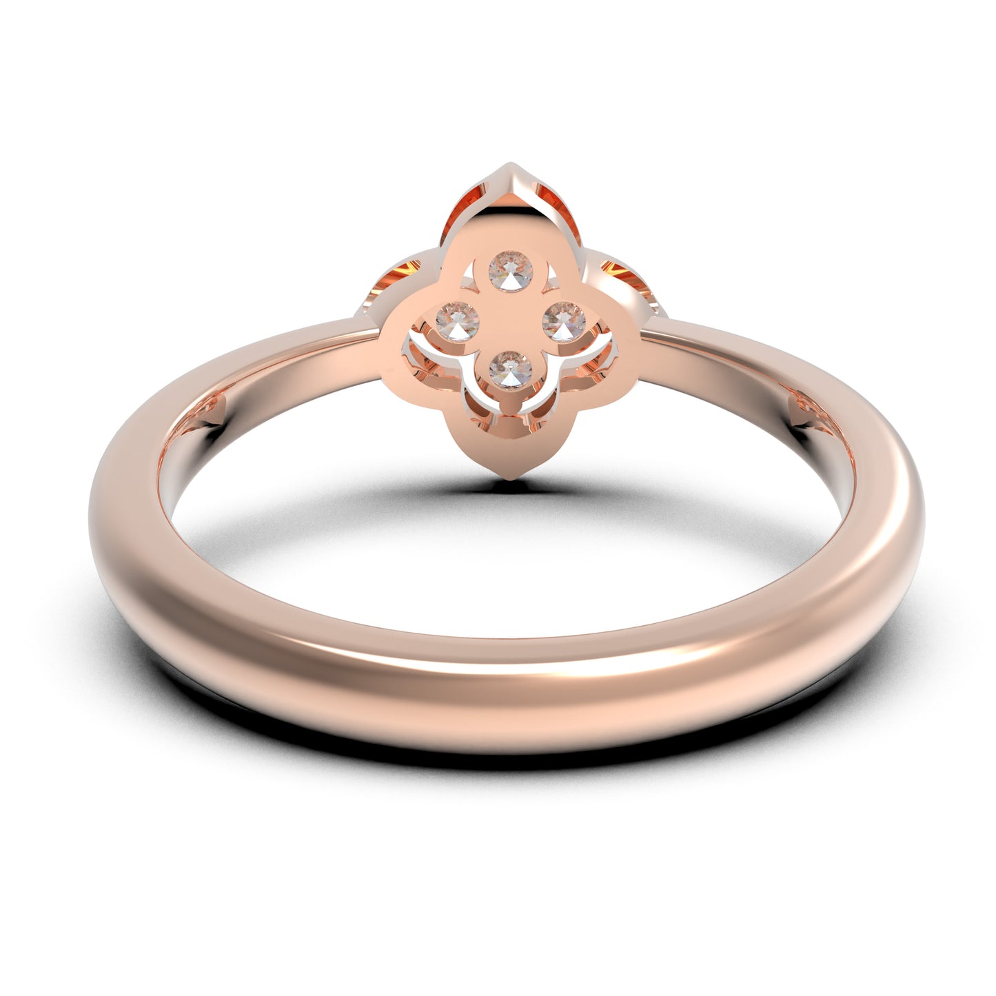 10K/14K Rose Gold Clover Lab-Grown Diamond Ring, 0.2 CTW, Song Dynasty Inspired Promise Ring