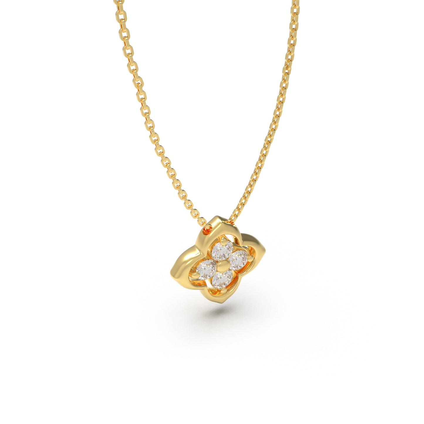 Women's Yellow Gold Pendant Necklace, 0.4ct Lab-Grown Diamond, Song Dynasty Aesthetics Jewelry, Ideal Gift for Sister, Mother, Lover, Client