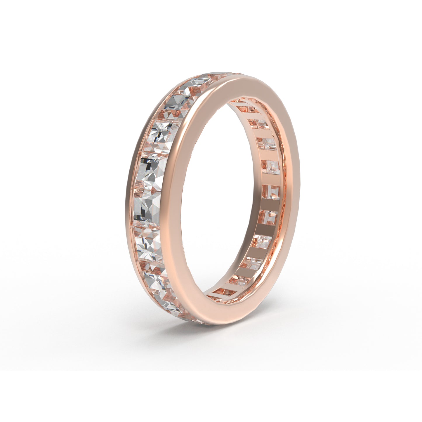 3ct Princess Cut Lab Grown Diamond Gold Eternity Ring for Women, VVS1 D-E Color Solid Gold Wedding Band
