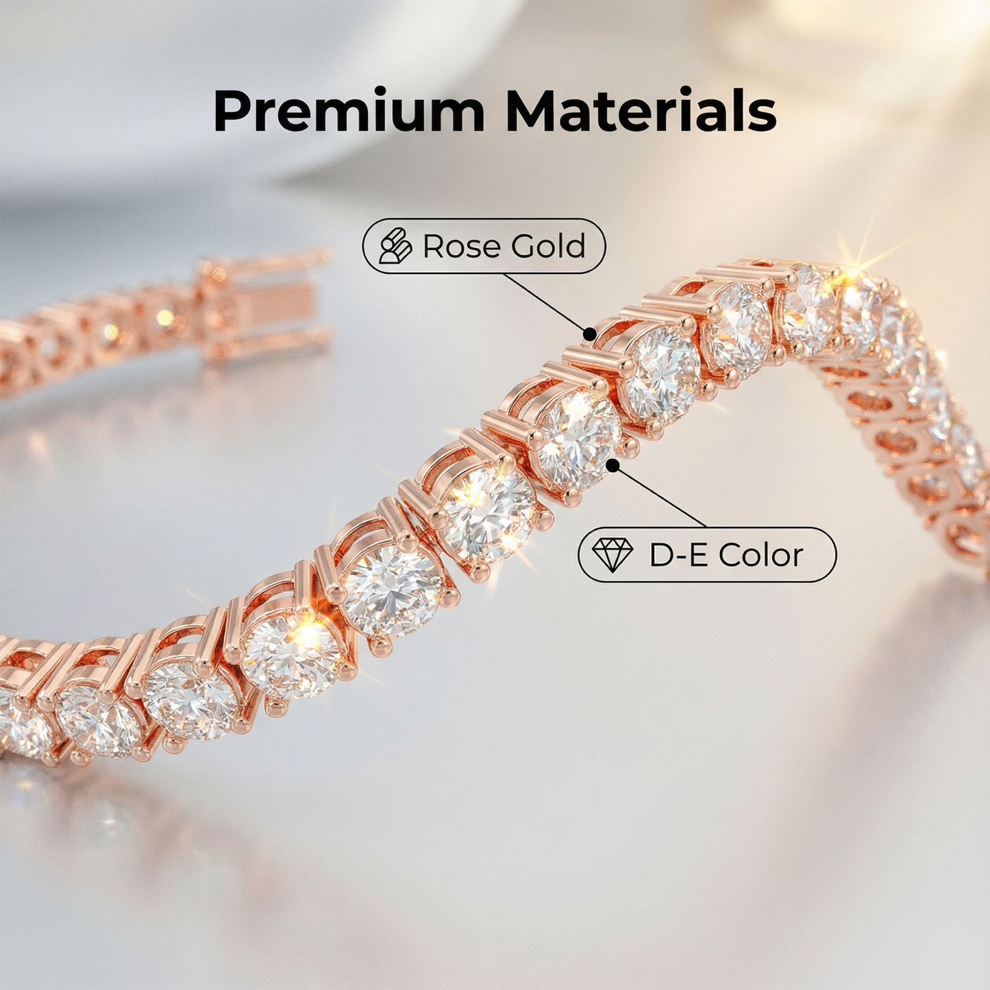 Handmade 6ct/8ct/10ct Lab-Grown Diamond Tennis Bracelet - 10K/14K Rose Gold, 4-Prong, D-VS2/SI1, Free Engraving