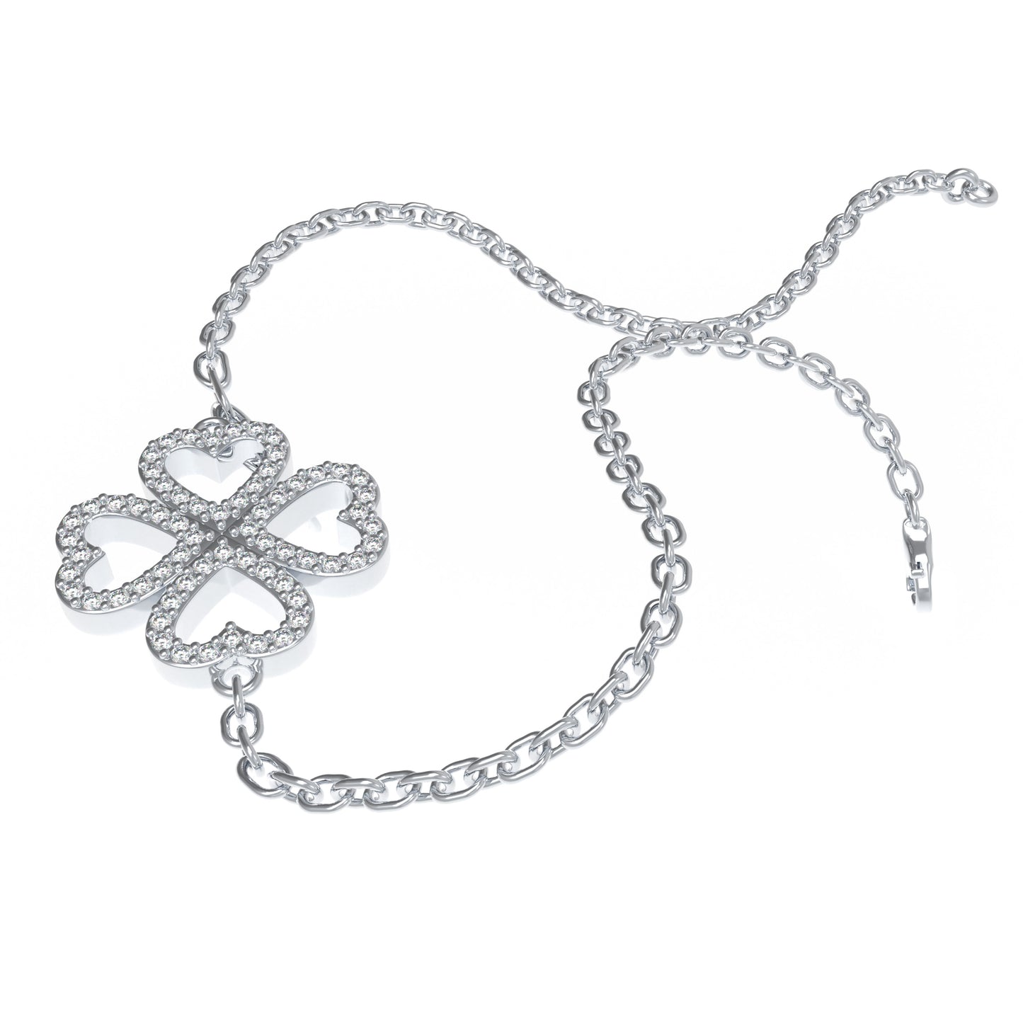 0.4CT Lab Grown Diamond Heart Lucky Bracelet, 10K/14K White Gold & 950 Platinum Hypoallergenic Dainty Jewelry Gift for Women