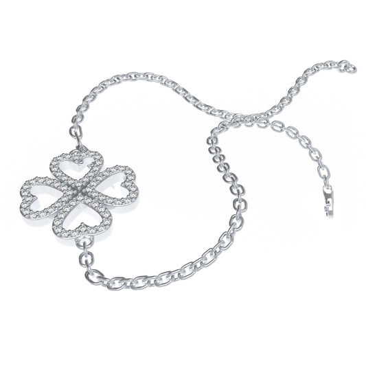 0.4CT Lab Grown Diamond Heart Lucky Bracelet, 10K/14K White Gold & 950 Platinum Hypoallergenic Dainty Jewelry Gift for Women