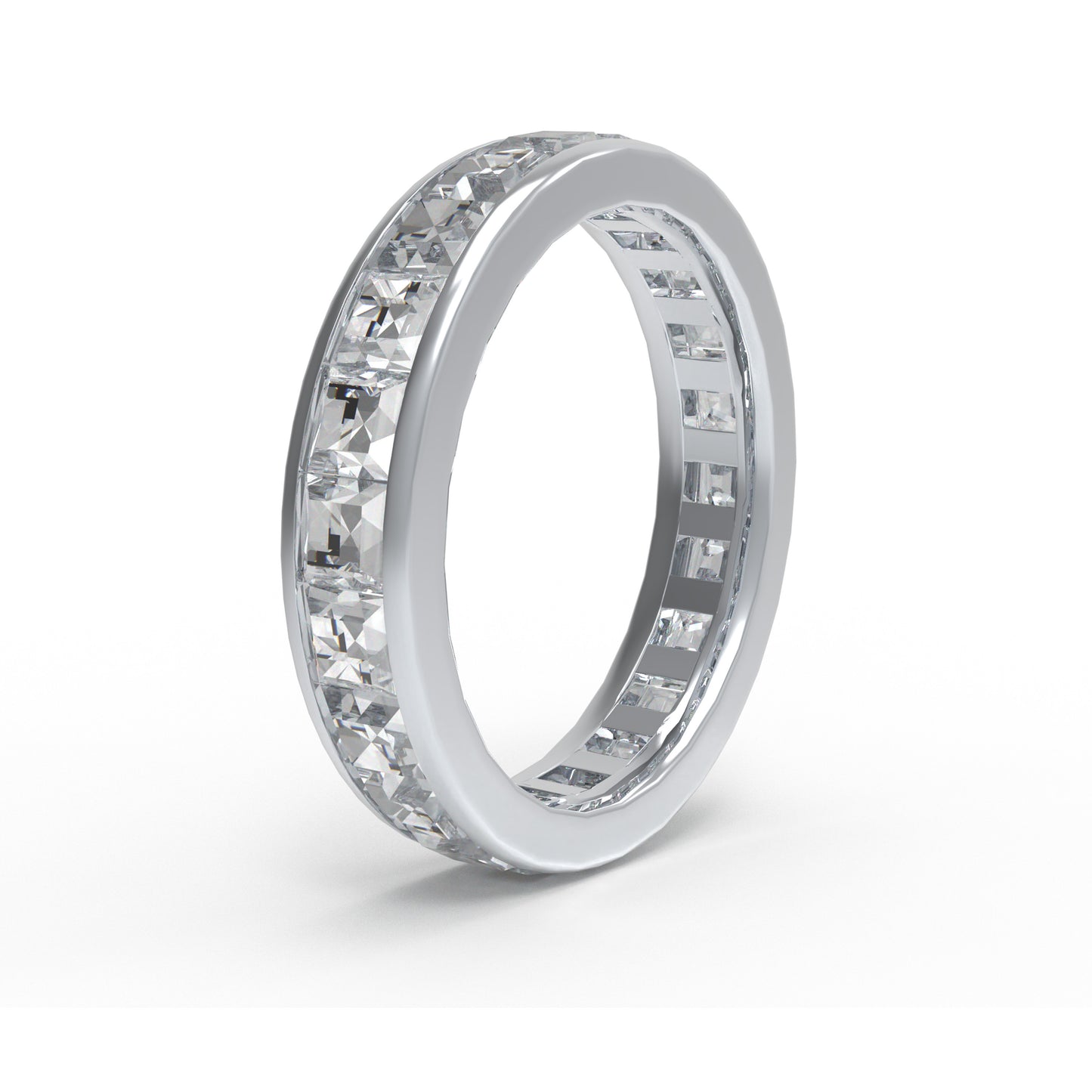 Ophelia Eternity 2ct Square Moissanite Eternity Ring, Sterling Silver, D-E VS1 Lab Created, Engagement Anniversary Gift
