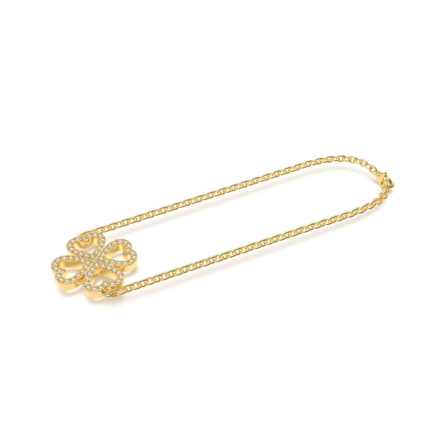0.4CT Lab Grown Diamond Heart Lucky Bracelet, 10K/14K Solid Gold Hypoallergenic Dainty Bracelet, Jewelry Gift for Women Anniversary Holiday Birthday