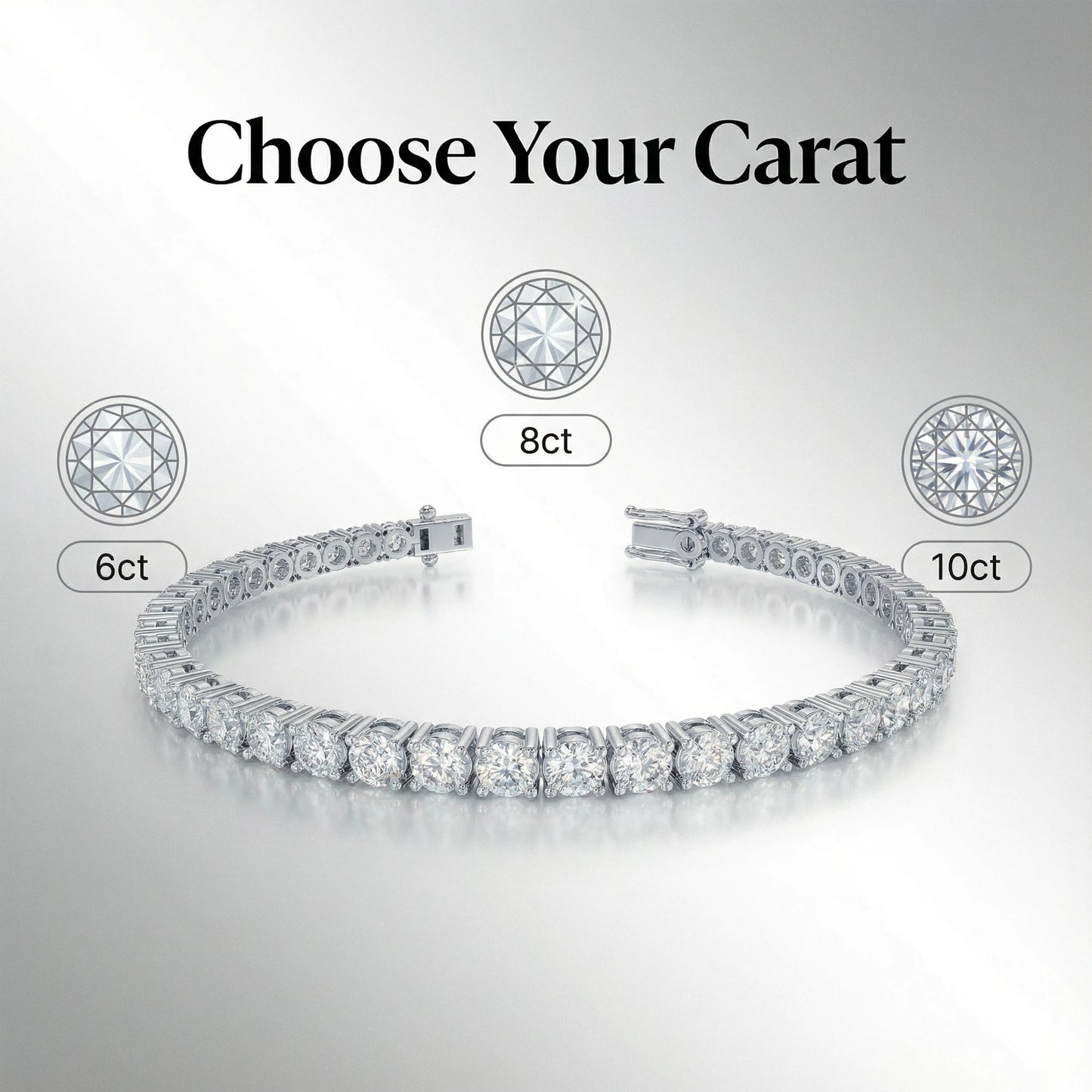 Handmade 6ct/8ct/10ct Lab-Grown Diamond Tennis Bracelet - 10K/14K White Gold & Platinum, 4-Prong, D-VS2/SI1, Free Engraving