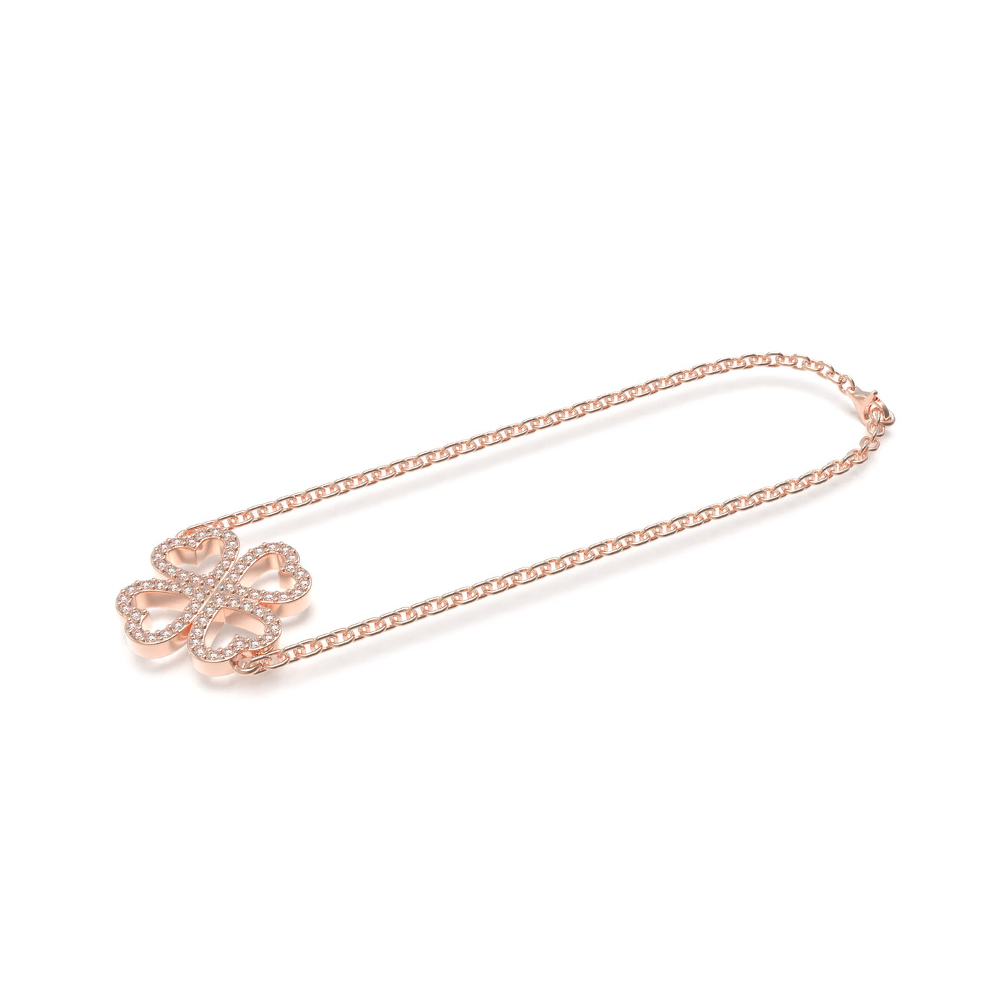 0.4CT Lab Grown Diamond Heart Lucky Bracelet, 10K/14K Solid Rose Gold Hypoallergenic Dainty Bracelet, Jewelry Gift for Women Anniversary Holiday Birthday