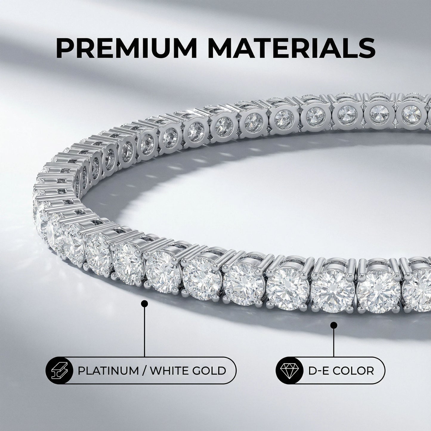 Handmade 6ct/8ct/10ct Lab-Grown Diamond Tennis Bracelet - 10K/14K White Gold & Platinum, 4-Prong, D-VS2/SI1, Free Engraving
