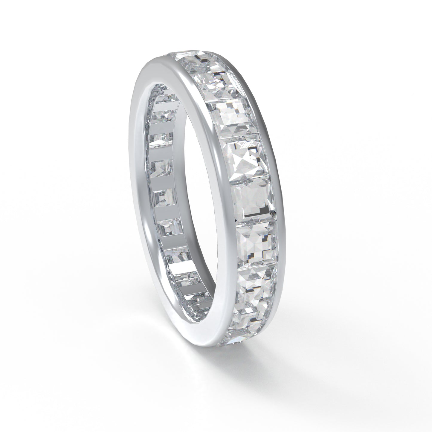 Ophelia Eternity 2ct Square Moissanite Eternity Ring, Sterling Silver, D-E VS1 Lab Created, Engagement Anniversary Gift