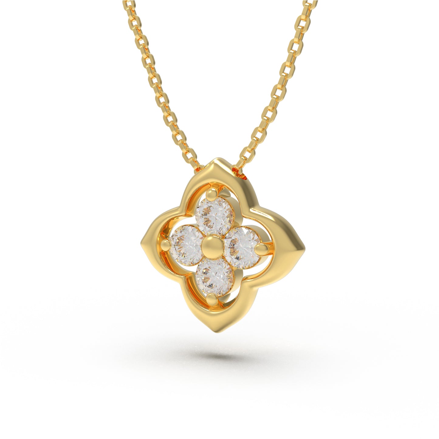 Women's Yellow Gold Pendant Necklace, 0.4ct Lab-Grown Diamond, Song Dynasty Aesthetics Jewelry, Ideal Gift for Sister, Mother, Lover, Client