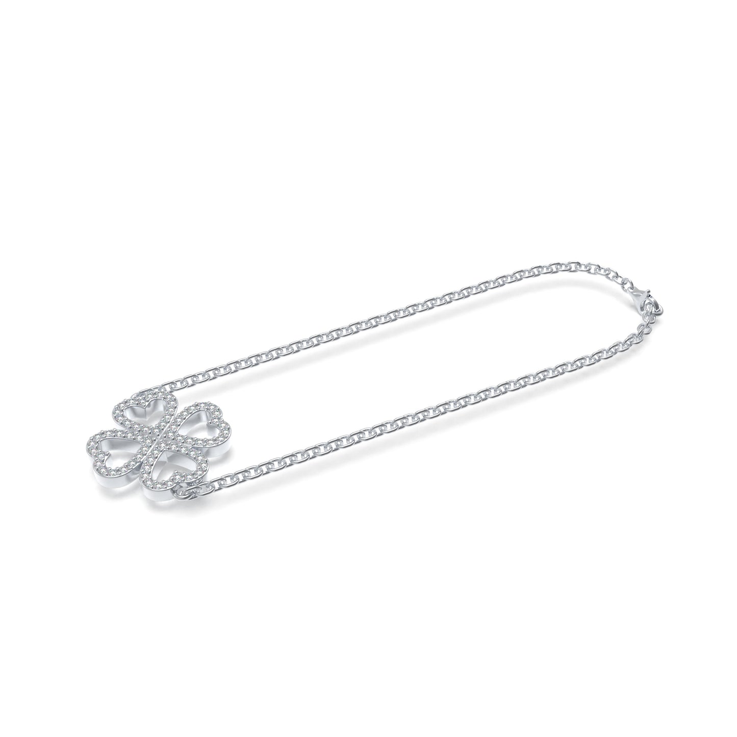 0.4CT Lab Grown Diamond Heart Lucky Bracelet, 10K/14K White Gold & 950 Platinum Hypoallergenic Dainty Jewelry Gift for Women