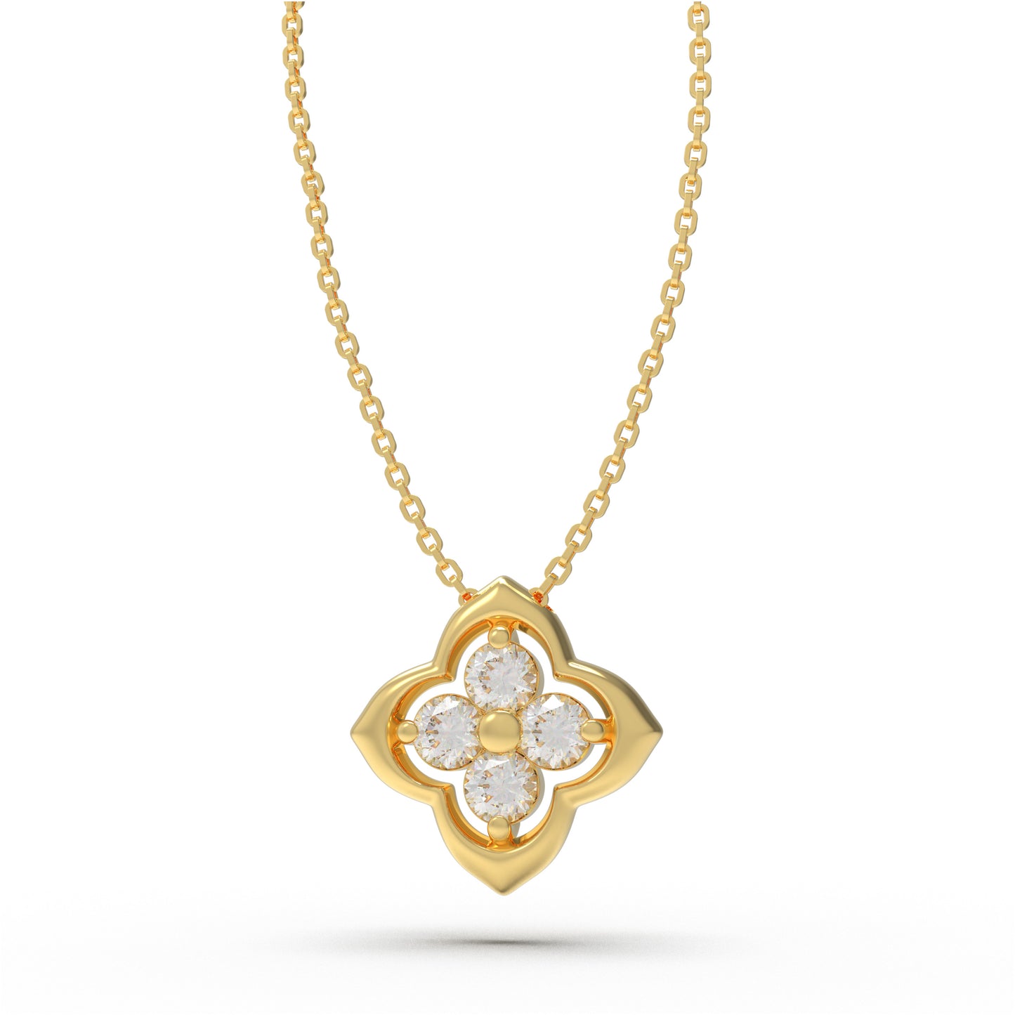 Women's Yellow Gold Pendant Necklace, 0.4ct Lab-Grown Diamond, Song Dynasty Aesthetics Jewelry, Ideal Gift for Sister, Mother, Lover, Client