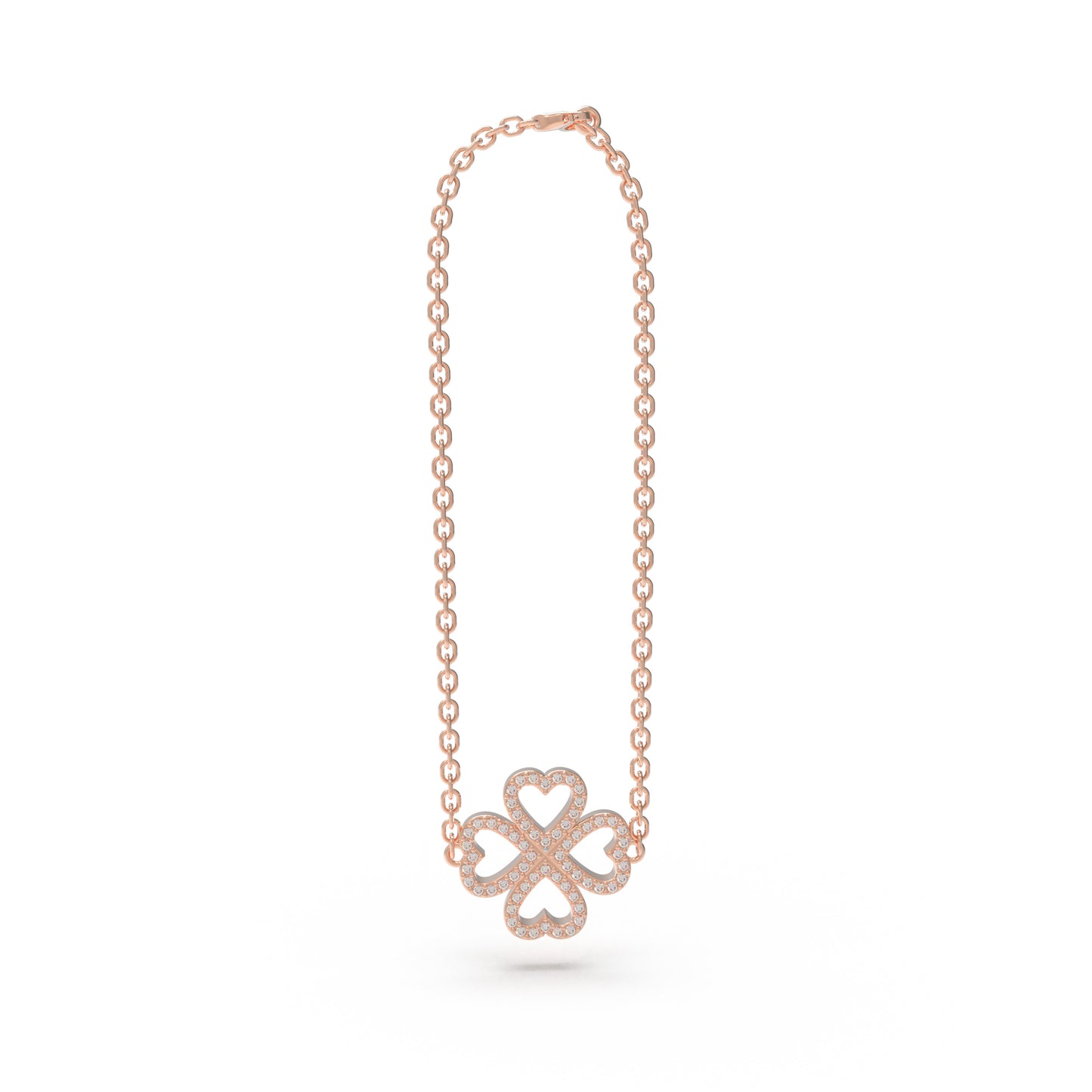 0.4CT Lab Grown Diamond Heart Lucky Bracelet, 10K/14K Solid Rose Gold Hypoallergenic Dainty Bracelet, Jewelry Gift for Women Anniversary Holiday Birthday