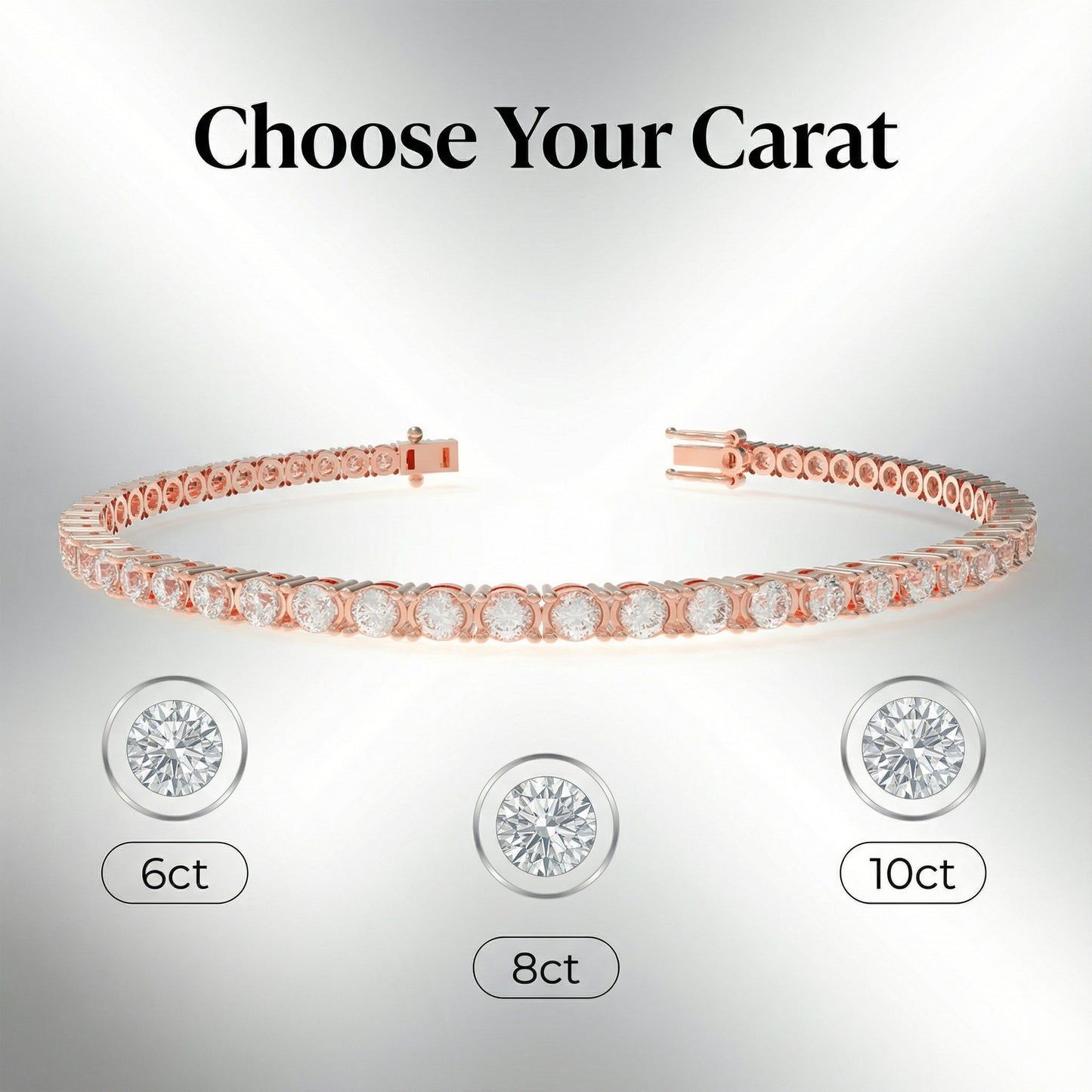 Handmade 6ct/8ct/10ct Lab-Grown Diamond Tennis Bracelet - 10K/14K Rose Gold, 4-Prong, D-VS2/SI1, Free Engraving