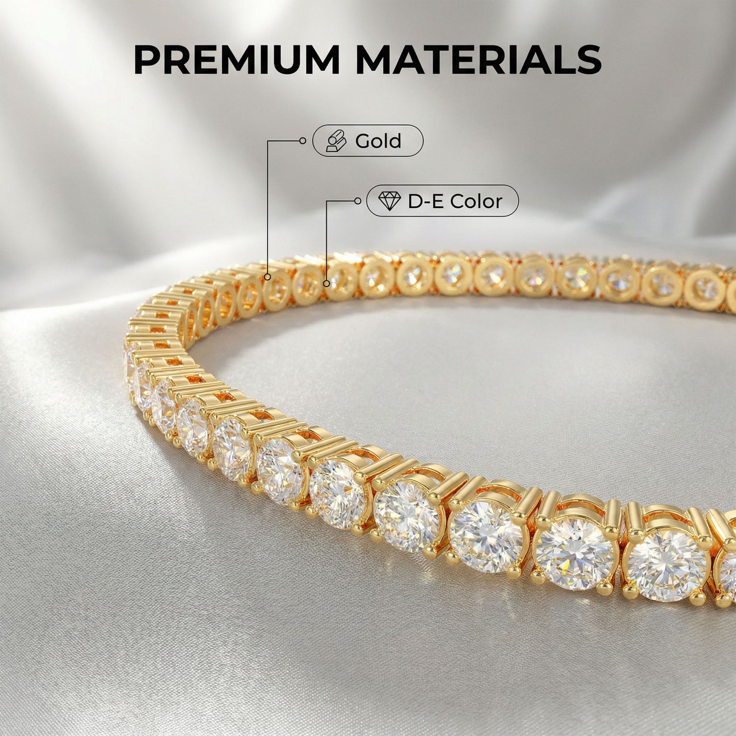 Handmade 6ct/8ct/10ct Lab-Grown Diamond Tennis Bracelet - 10K/14K Yellow Gold, 4-Prong, D-VS2/SI1, Free Engraving