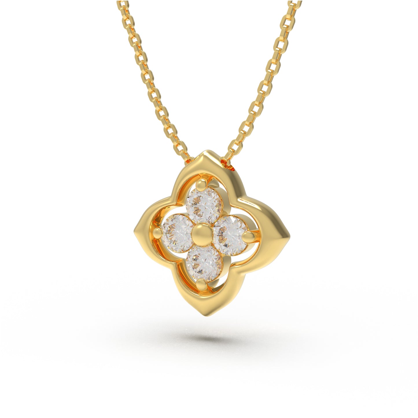 Women's Yellow Gold Pendant Necklace, 0.4ct Lab-Grown Diamond, Song Dynasty Aesthetics Jewelry, Ideal Gift for Sister, Mother, Lover, Client