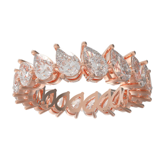 10K/14K Rose Gold Pear Lab Grown Diamond Eternity Band 3CT Wedding Proposal Anniversary Ring
