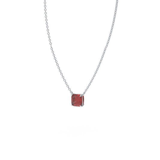 Handmade 925 Sterling Silver Cushion Cut Lab-Grown Ruby Pendant, Luxury Jewelry Gift for Her