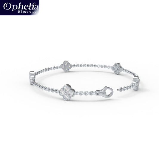 Handmade Four - Leaf Clover Bracelet with Lab - Grown Diamonds (VVS1 - VVS2 Clarity) in 9K/14K/18K White Gold