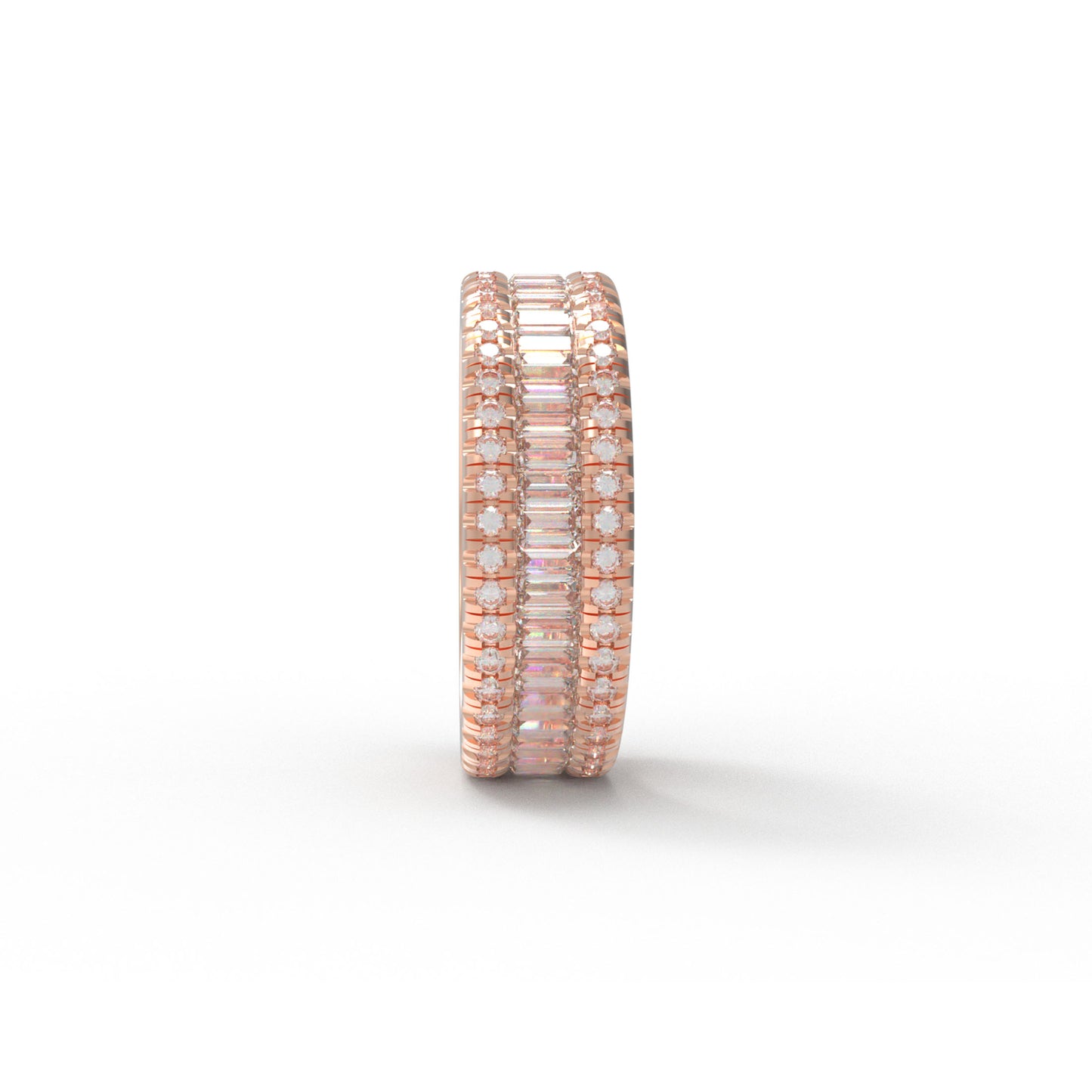 10K/14K/18K Rose Gold 1CT Round & 2CT Eternity Ring with Fancy Cut Lab Grown Diamonds (D-E Color, VVS1-VVS2 Clarity) - Ideal for Wedding, Proposal, Anniversary