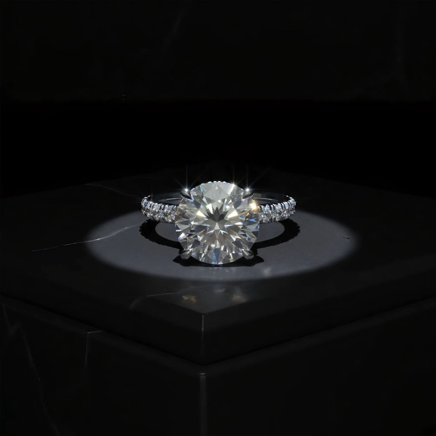 Handmade Platinum Engagement & Wedding Ring - 1CT/2CT/3CT Main Stone, 0.5CT Total Side Stones, Ideal for Proposal & Anniversary