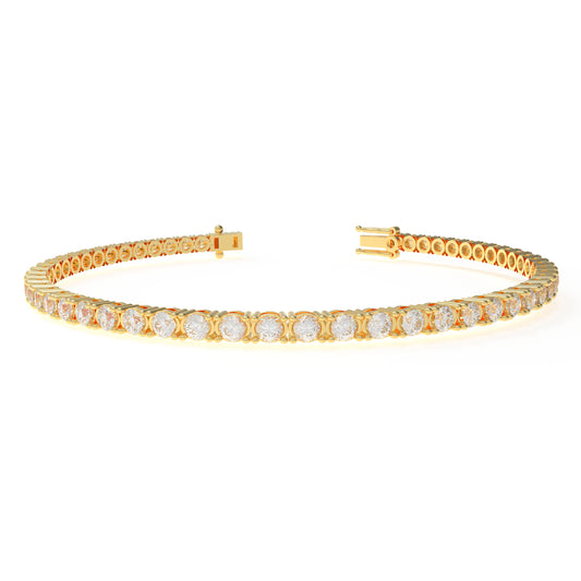 Handmade 6ct/8ct/10ct Lab-Grown Diamond Tennis Bracelet - 10K/14K Yellow Gold, 4-Prong, D-VS2/SI1, Free Engraving
