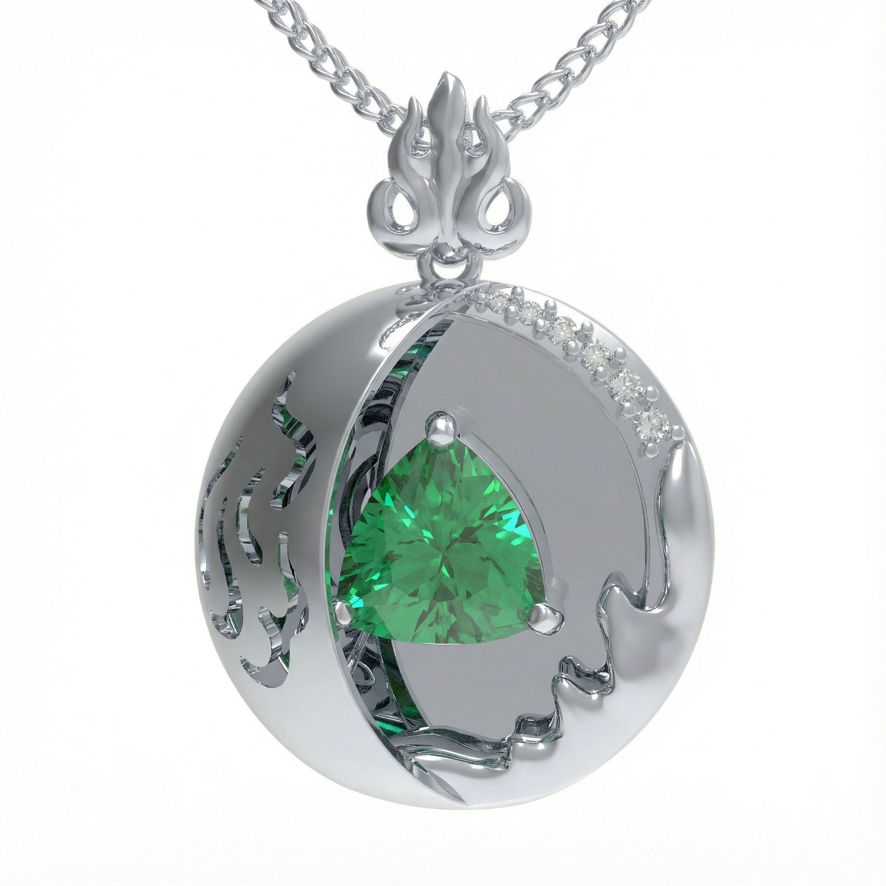 Lab-Grown 1CT Emerald Pendant Necklace with 6 VVS1-VVS2 D-E Color Diamonds, 10K/14K White/Yellow/Rose Gold & Platinum, Perfect Gift for...