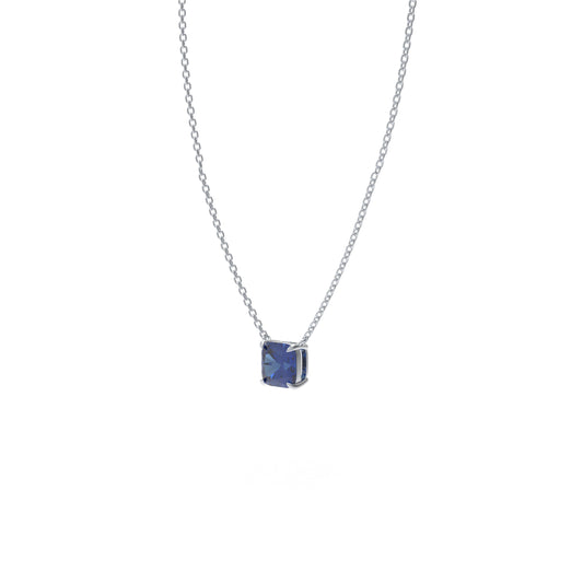 Handmade 925 Sterling Silver Cushion Cut Lab-Grown Sapphire Pendant, Premium Jewelry Gift for Any Occasion