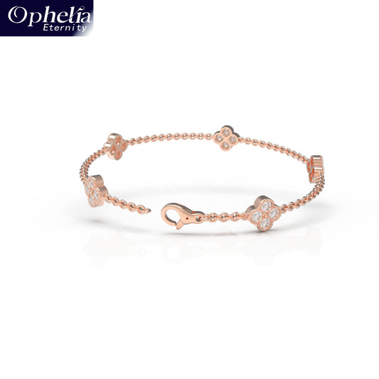 Handmade Four - Leaf Clover Bracelet with Lab - Grown Diamonds (VVS1 - VVS2 Clarity) in 9K/14K/18K Rose Gold