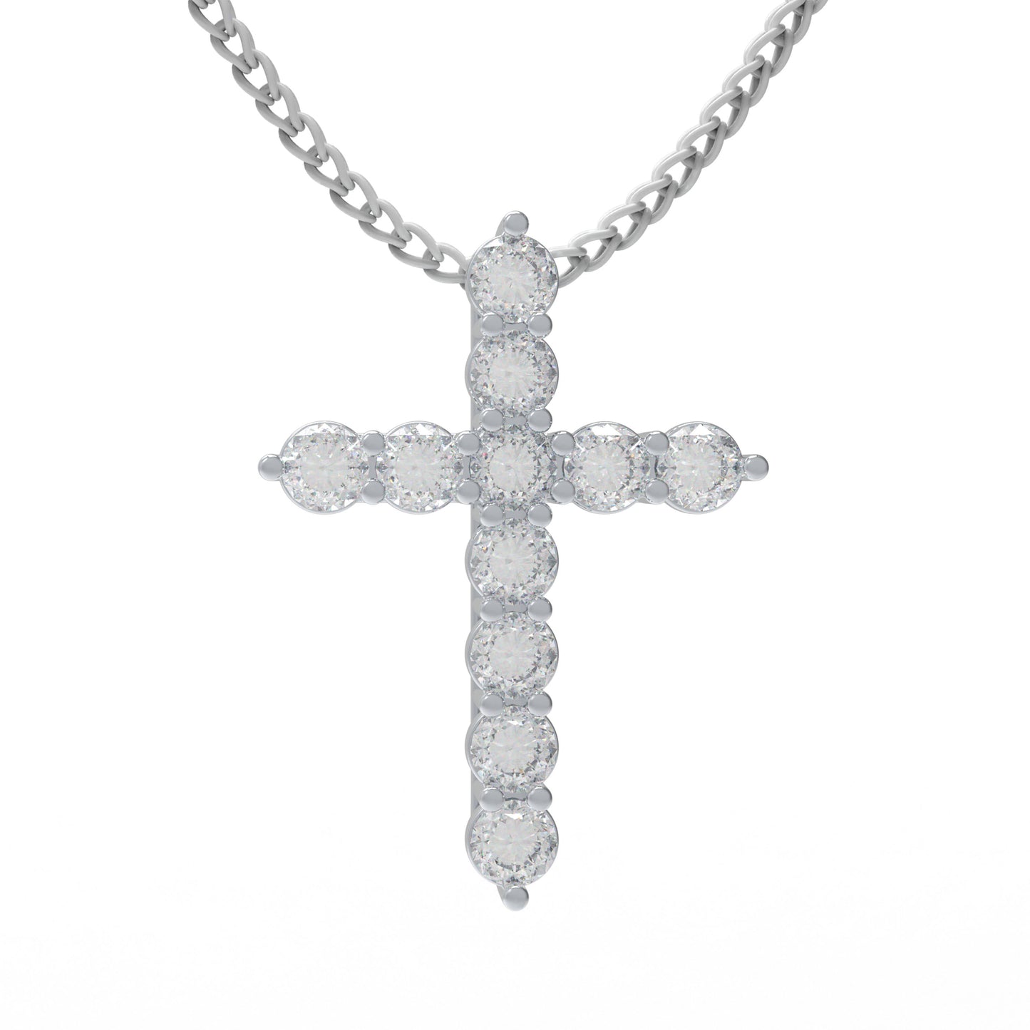 Lab-Grown Diamond Cross Necklace in White Gold/Platinum, Gift for Her