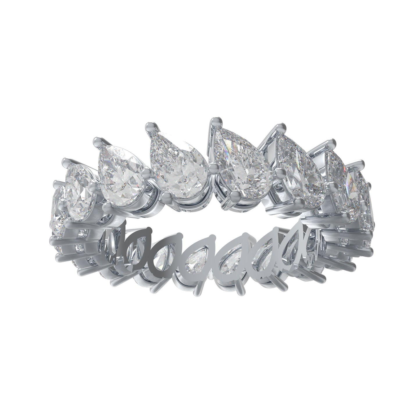 925 Sterling Silver Pear Cut Lab Created Moissanite Eternity Band 3CT Wedding Anniversary Ring