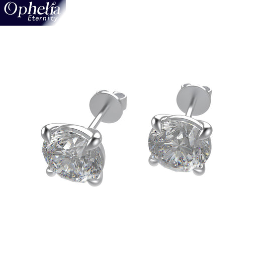 Ophelia Eternity LAB GROWN Diamond /Moissanite + Platinum / Silver Stud Earrings, 1 Carat D Color VVS1-VVS2 Clarity, Platinum, for Women & Men，Professional Lab Created, Luxury Jewelry Gift