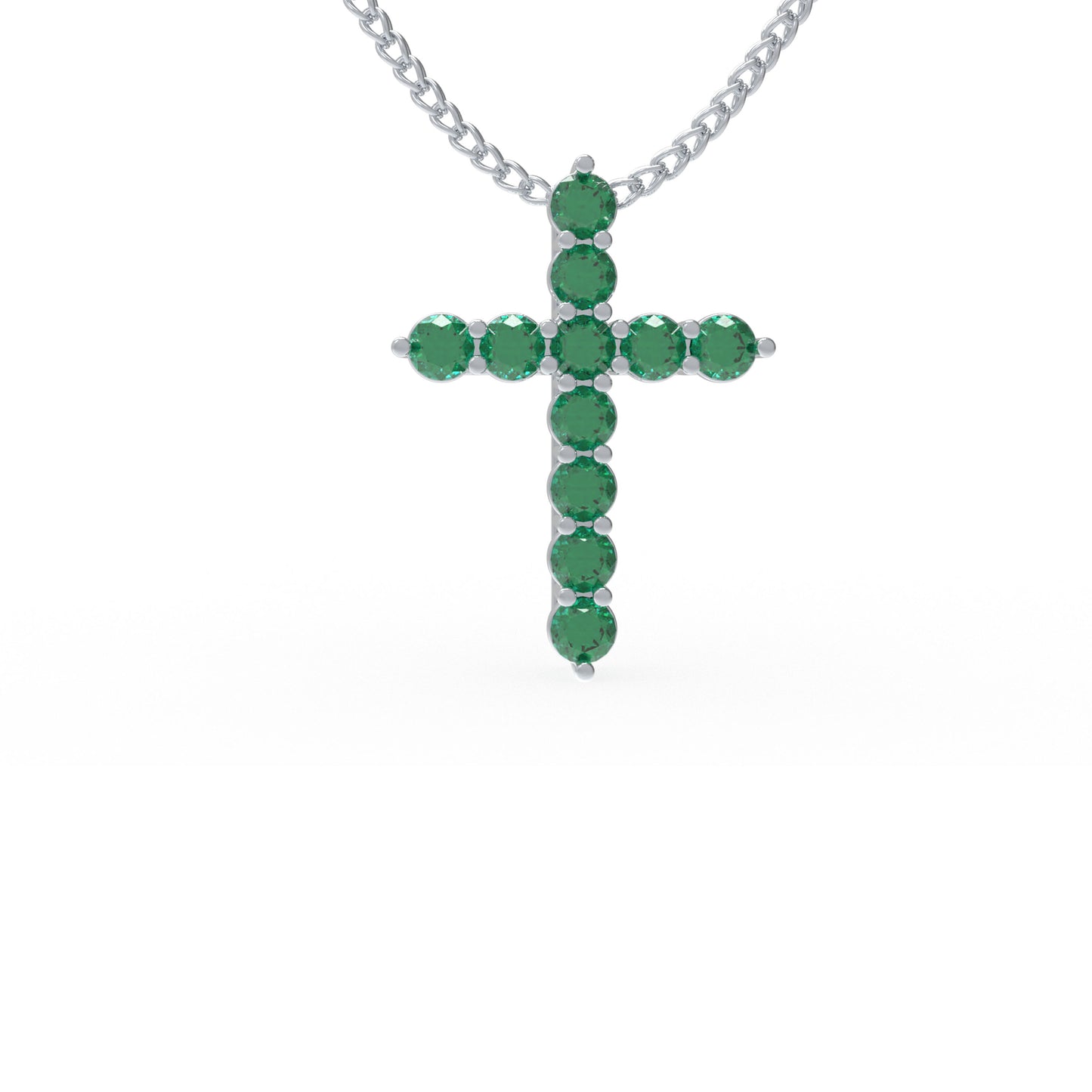 925 Sterling Silver Pendant Necklace with 1ct Lab-Created Emeralds (11 Round 3mm) - 450mm Chain, Elegant Gift for Women, Anniversary & Birthday Present