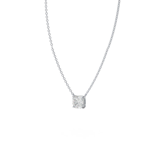 Handmade 925 Sterling Silver Cushion Cut Moissanite Pendant Necklace, Perfect Gift for Holidays and Daily Wear