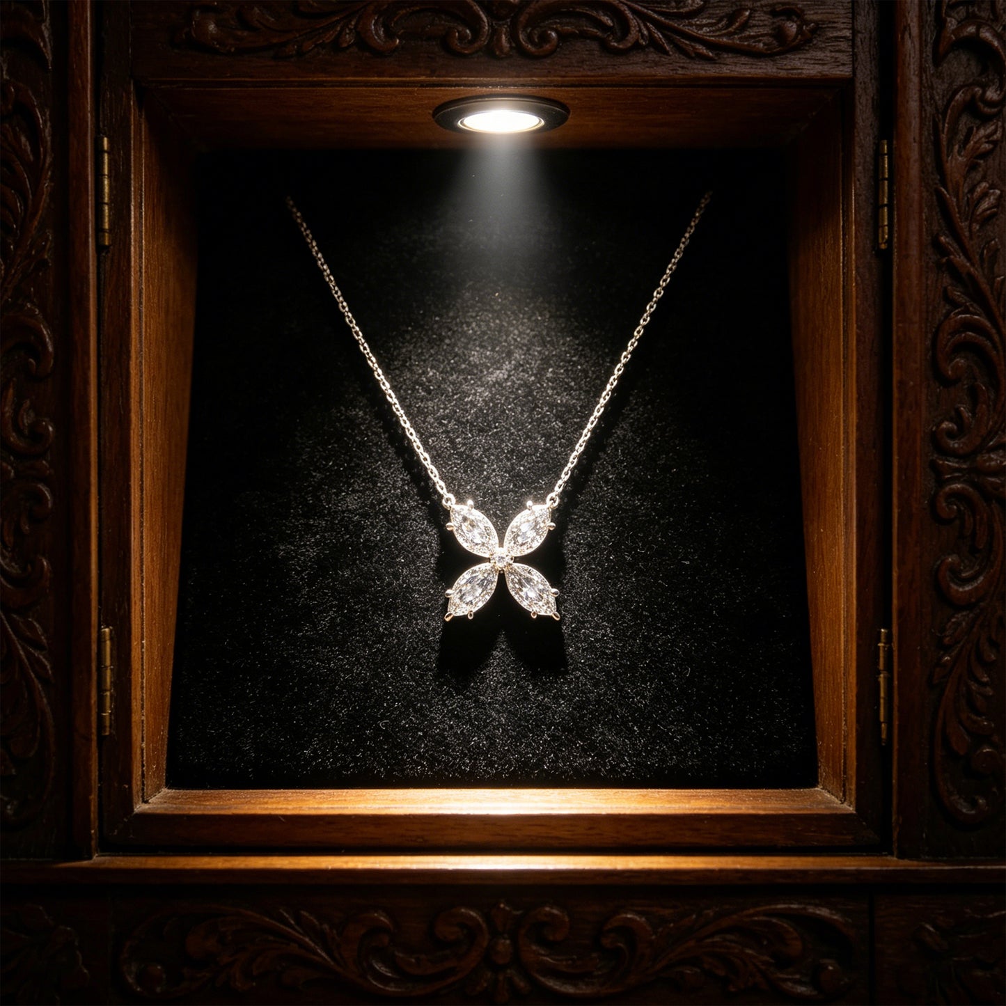 1.35 CTW Marquise Lab Diamond Clover Necklace, 10K/14K White Gold/Platinum for Women