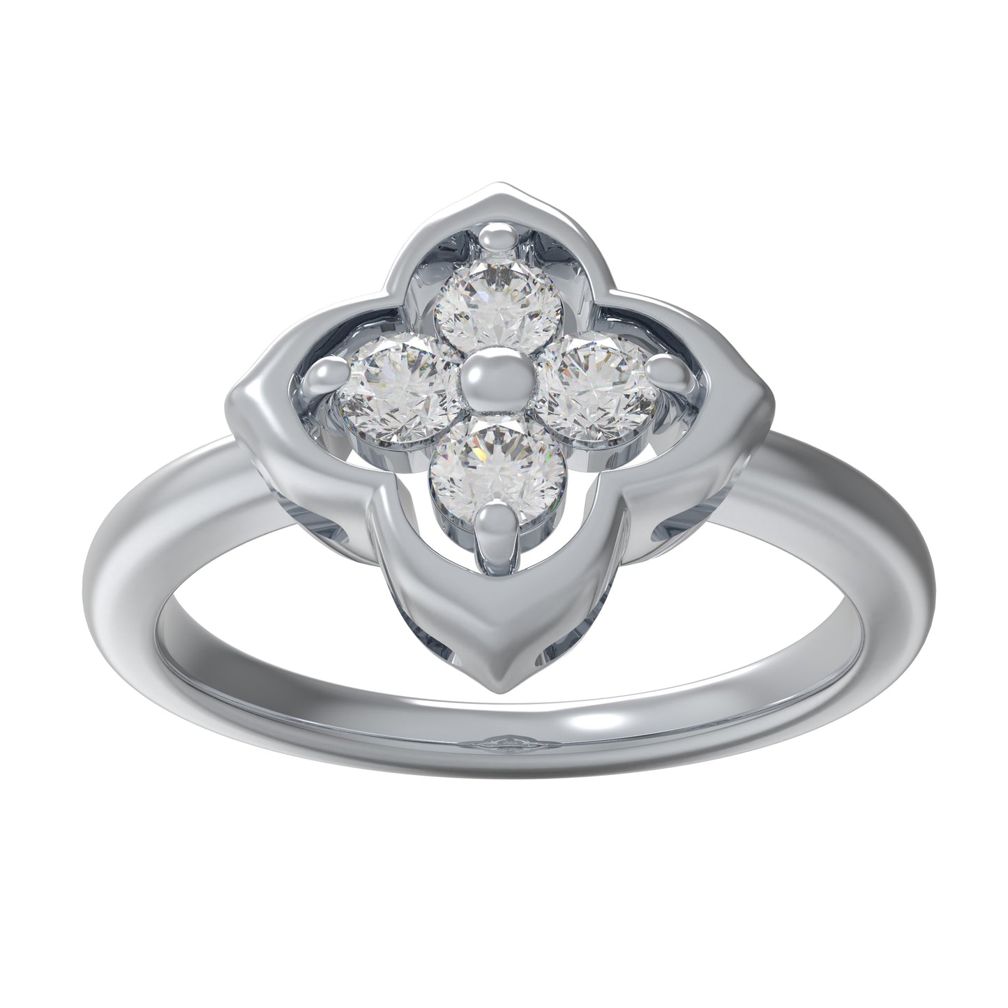 10K/14K White Gold or Platinum Clover Lab-Grown Diamond Ring, 0.2 CTW, Song Dynasty Inspired