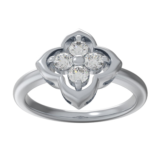 925 Sterling Silver Song Dynasty Inspired Moissanite Ring, 0.2 CTW, 4 Lab-Created Moissanites Promise Ring