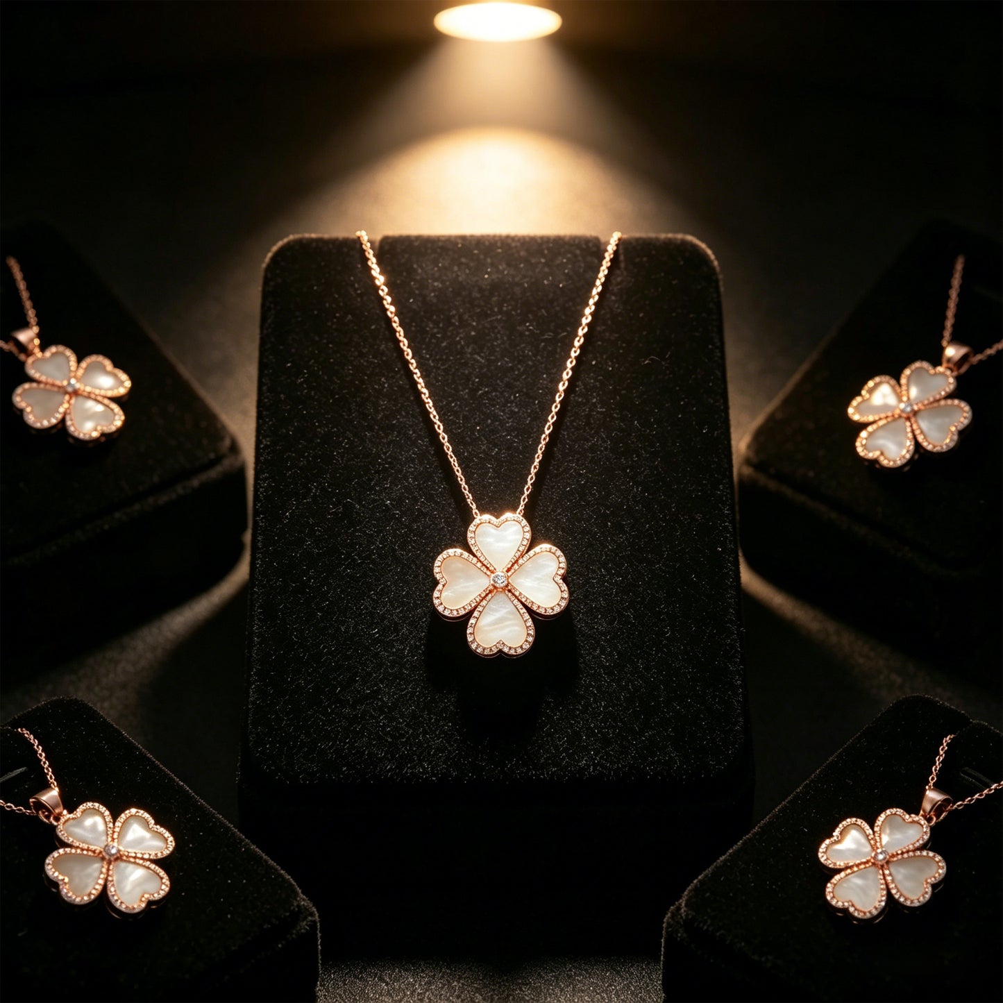 10K/14K Rose Gold Heart Pendant Necklace, 0.5CT Lab Grown Diamond & Natural Mother of Pearl Handmade Fine Jewelry