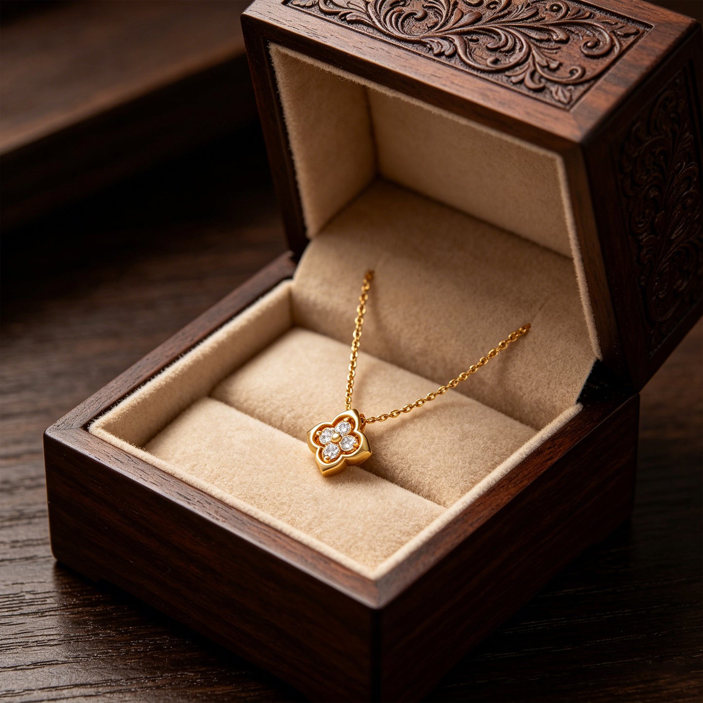 Women's Yellow Gold Pendant Necklace, 0.4ct Lab-Grown Diamond, Song Dynasty Aesthetics Jewelry, Ideal Gift for Sister, Mother, Lover, Client