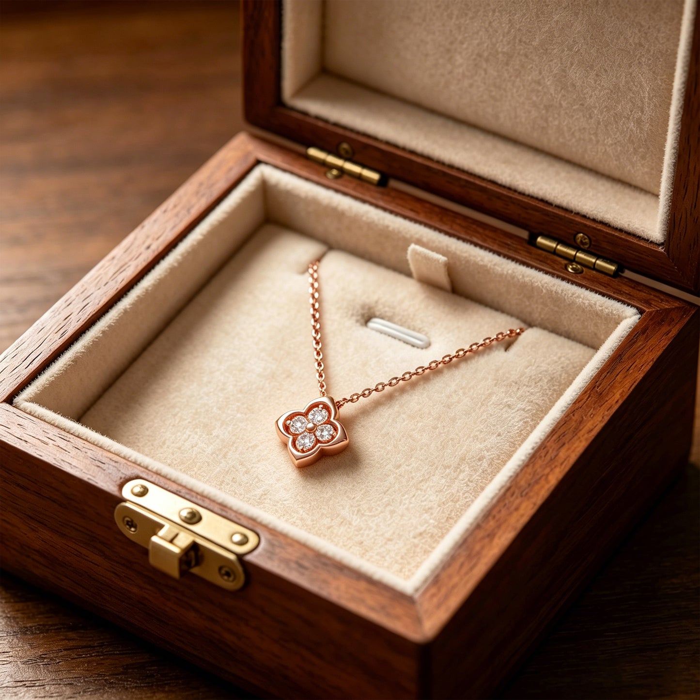 Women's Rose Gold Pendant Necklace, 0.4ct Lab-Grown Diamond, Song Dynasty Aesthetics Jewelry, Ideal Gift for Sister, Mother, Lover, Client