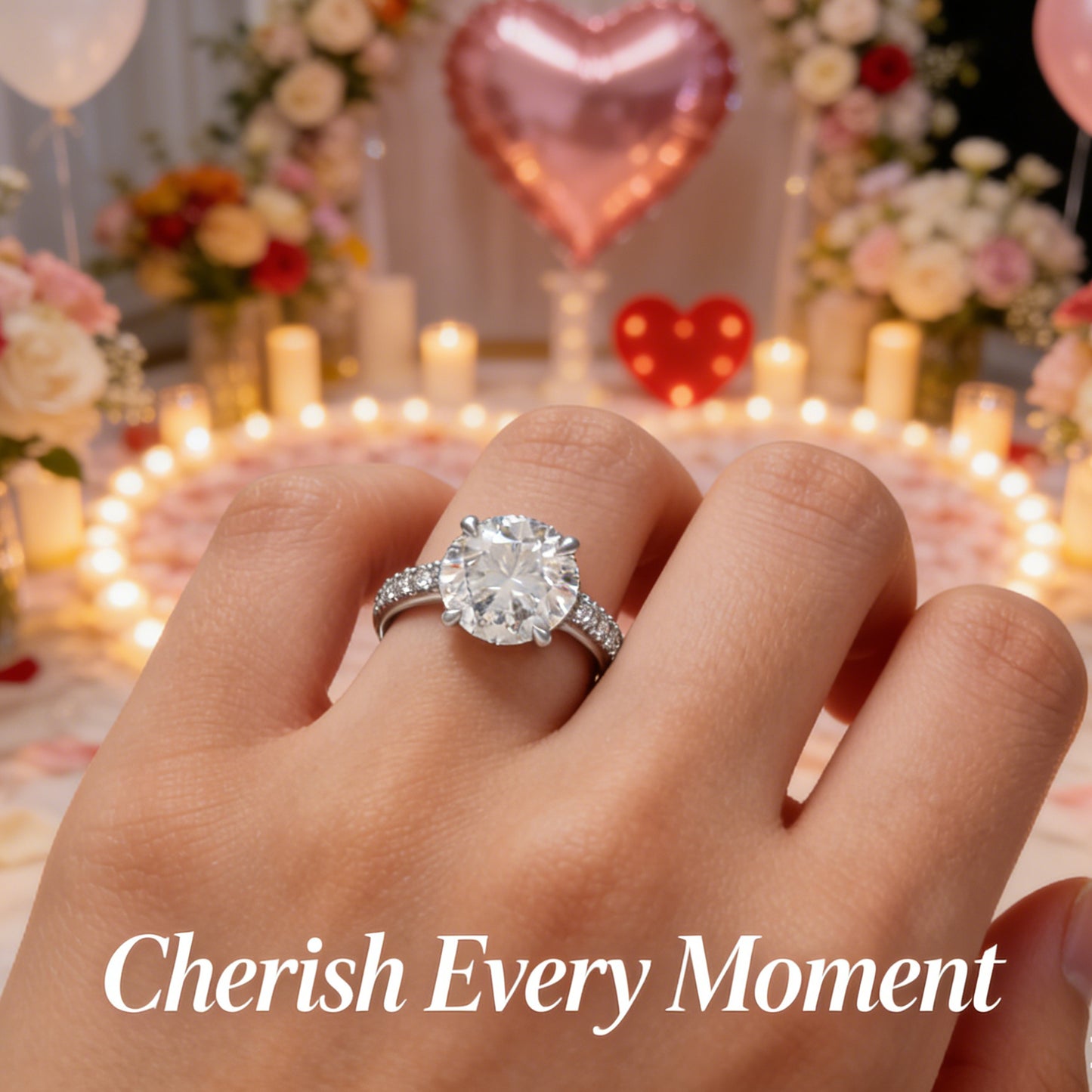 1CT/2CT Moissanite Engagement Ring, 925 Sterling Silver, for Wedding/Proposal/Anniversary