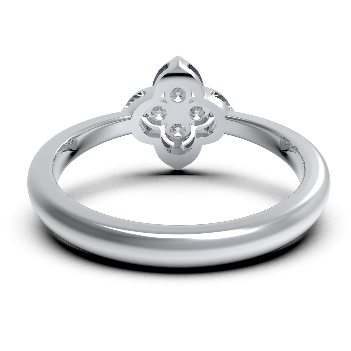 10K/14K White Gold or Platinum Clover Lab-Grown Diamond Ring, 0.2 CTW, Song Dynasty Inspired