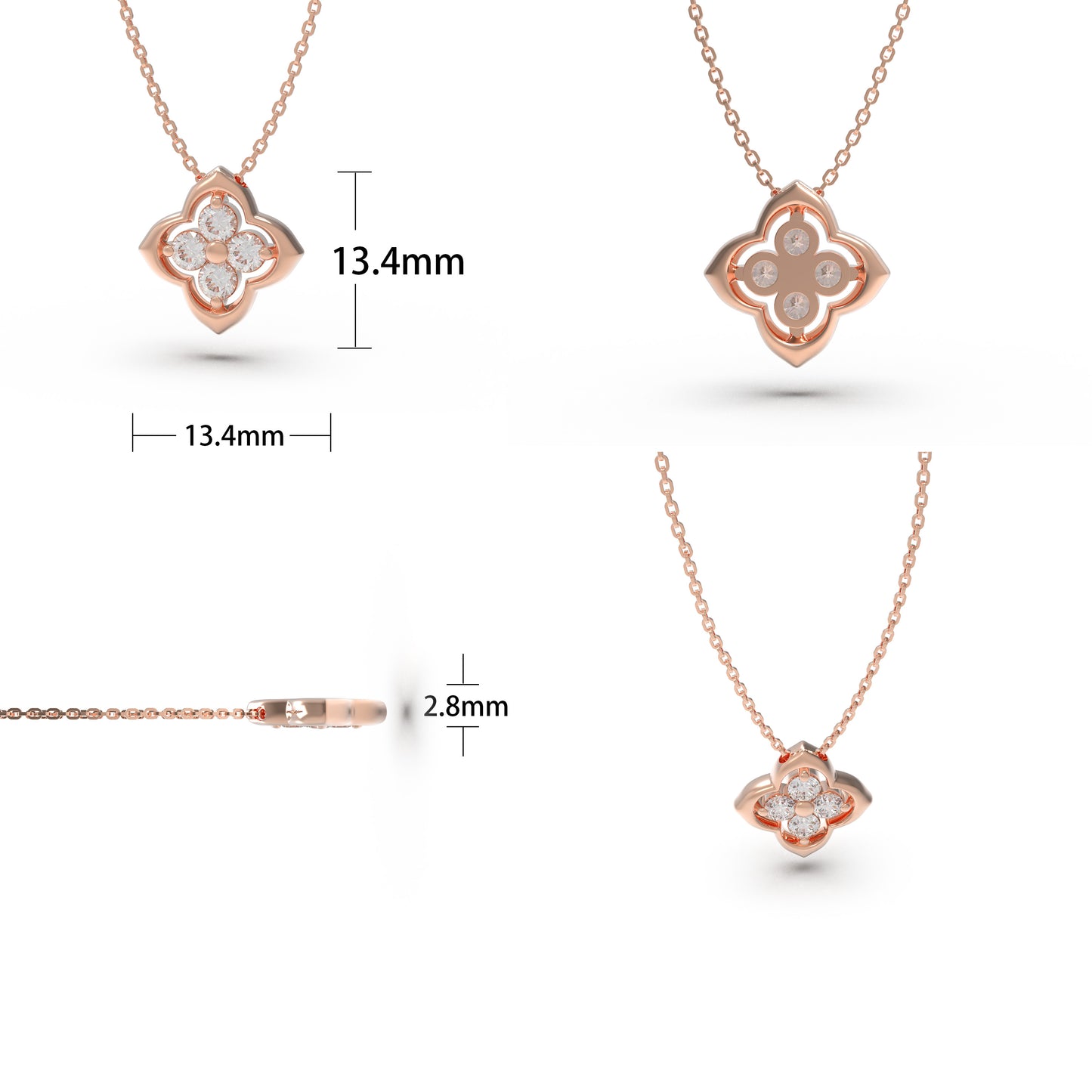 Women's Rose Gold Pendant Necklace, 0.4ct Lab-Grown Diamond, Song Dynasty Aesthetics Jewelry, Ideal Gift for Sister, Mother, Lover, Client