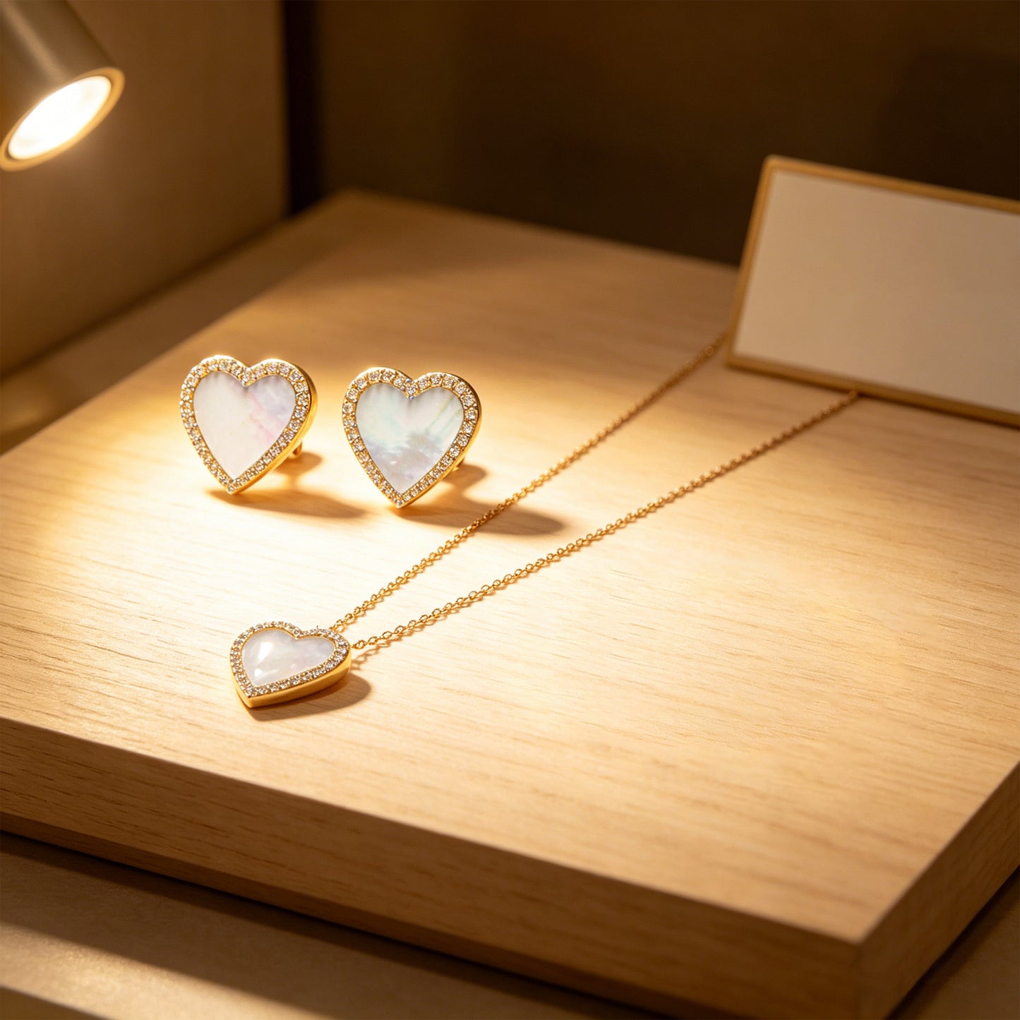 10K/14K Yellow Gold Heart Stud Earrings, 0.4ct Lab Grown Diamond & Mother of Pearl, Daily Jewelry for Women