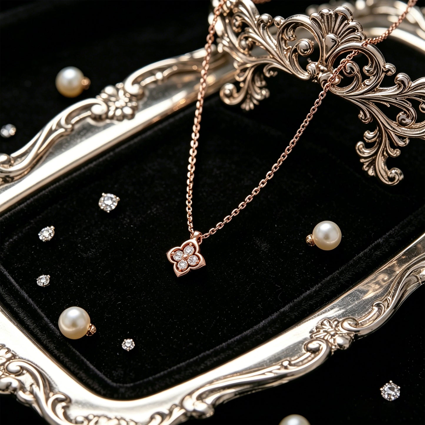 Women's Rose Gold Pendant Necklace, 0.4ct Lab-Grown Diamond, Song Dynasty Aesthetics Jewelry, Ideal Gift for Sister, Mother, Lover, Client