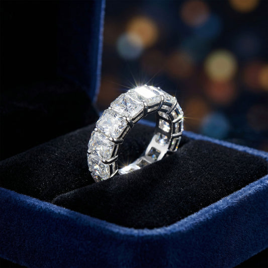 Ophelia Eternity 3.6ct Lab-Grown Moissanite Sterling Silver Engagement Ring for Women - Customizable Eternal Covenant Full Diamond Round Ring(Engravable - Custom Text Available)